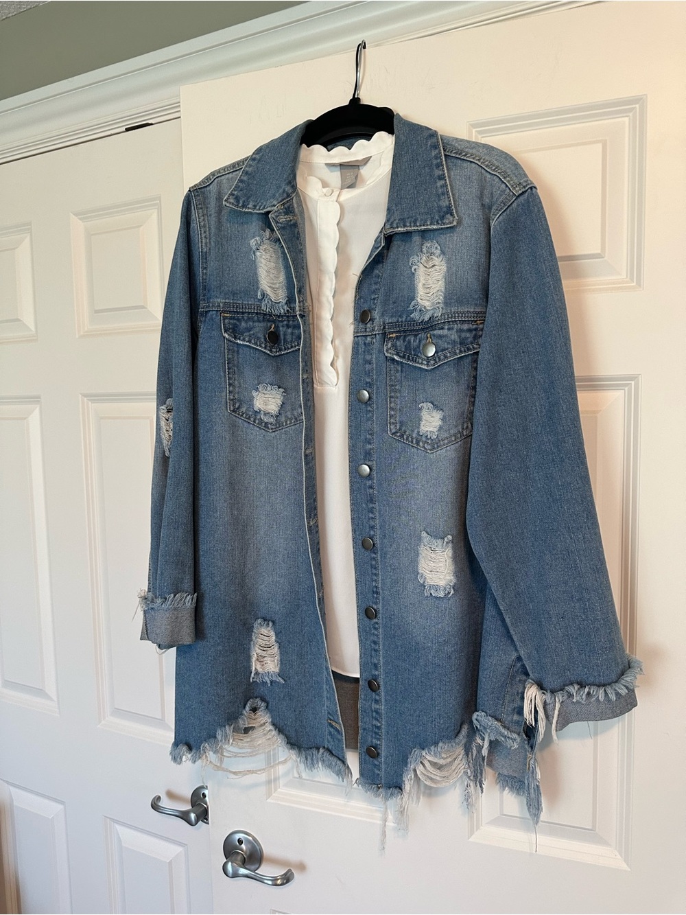 American Bazi Light Blue Denim Jacket with Black Label